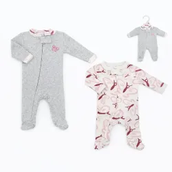 Conjunto de Enterizos con Estampado de Mariposas para Bebé