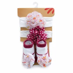 Conjunto de Gorro, Medias y Cinta para Bebé (Hembra)