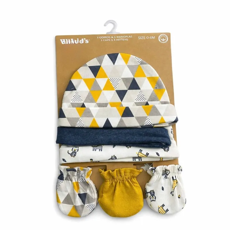 Conjunto de Gorro y Manoplas para Bebé Temática Animales/Formas/Rayas
