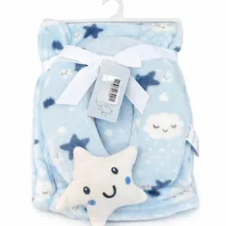 Conjunto de Manta Azul con Almohada y Estrella para Bebé