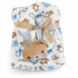 Conjunto de Manta Blanca con Almohada y Osito para Bebé