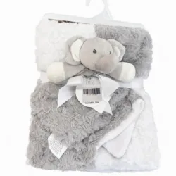 Conjunto de Manta Gris con Elefante para Bebé