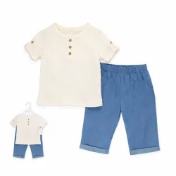 Conjunto de Pullover Beige y Short Azul