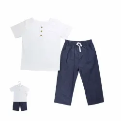 Conjunto de Pullover Blanco y Pantalon Azul