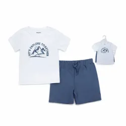 Conjunto de Pullover Blanco y Short Azul