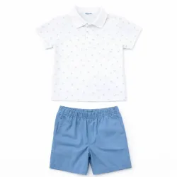 Conjunto de Pullover Blanco y Short Azul