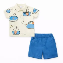 Conjunto de Pullover con Barco y Short Azul