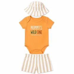 Conjunto de Short, Body con Gorro para Bebés