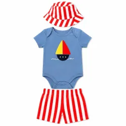 Conjunto de Short, Body con Gorro para Bebés