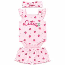 Conjunto de Short, Body con Vincha para Bebés