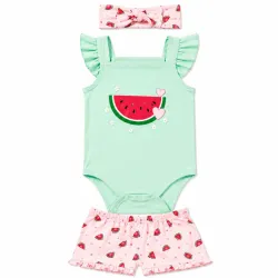 Conjunto de Short, Body con Vincha para Bebés