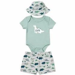 Conjunto de Short, Body y Gorro para Bebés