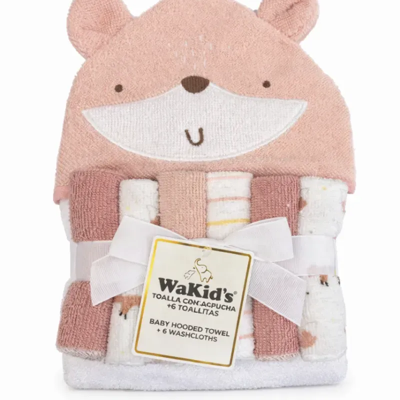 Conjunto de Toalla con Capucha y Toallitas con Osito para Bebé