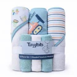 Conjunto de Toallas con Capucha y Toallitas de Camioncitos para Bebé