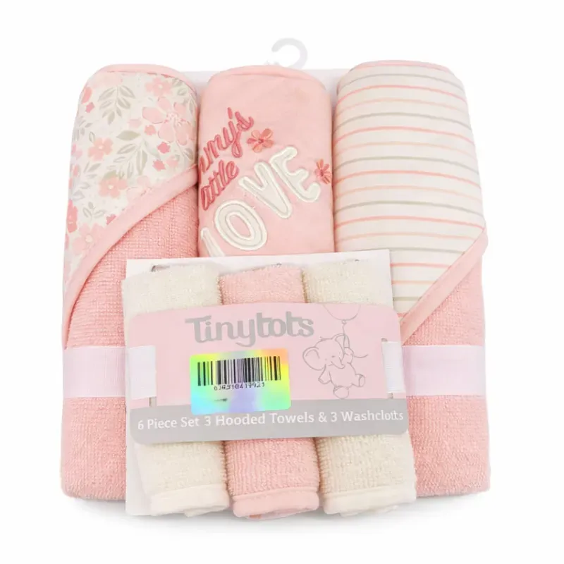 Conjunto de Toallas con Capucha y Toallitas Rosadas con Flores para Bebé
