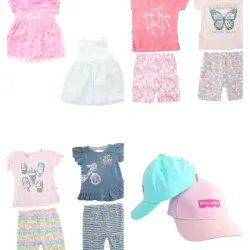 Conjunto de Vestidos y Ropa Infantil para Bebé Temática Lazos/Flores/Helado/Bicicletas