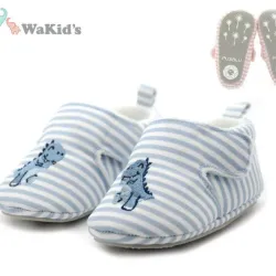 Conjunto de Zapaticos con Dinosaurio para Bebé Rayas/Azul