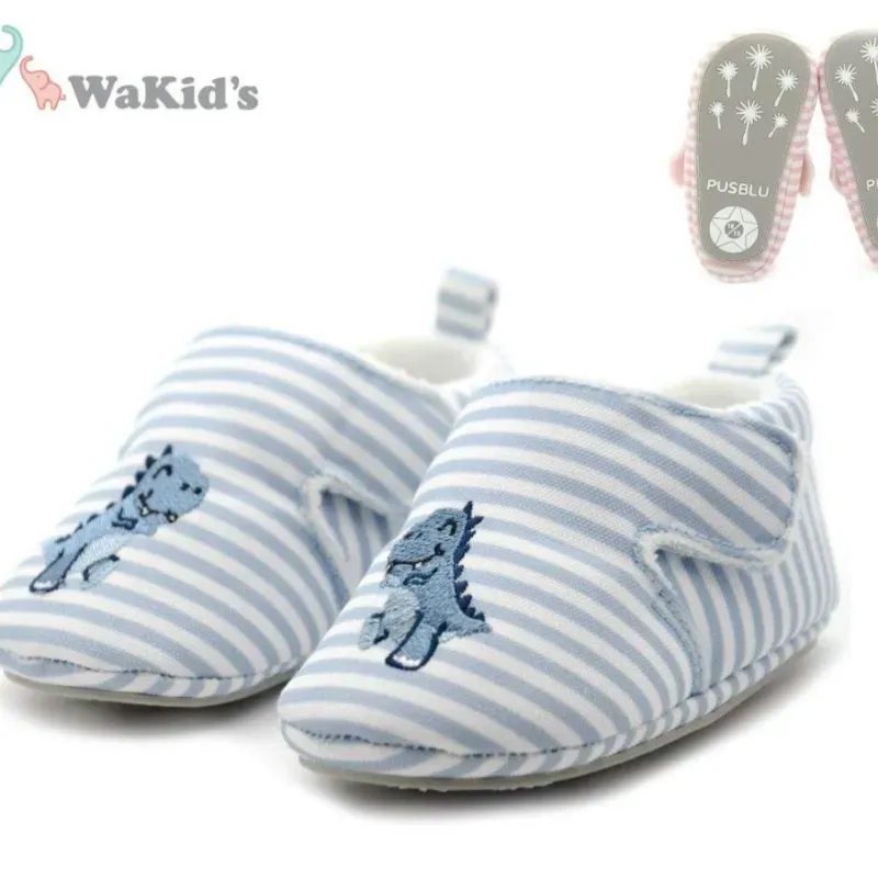 Conjunto de Zapaticos con Dinosaurio para Bebé Rayas/Azul