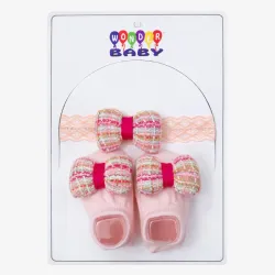 Conjunto de Zapatos y Vincha para Bebé Rosado