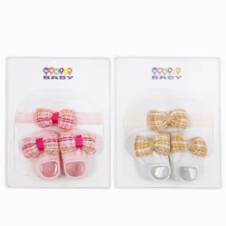 Conjunto de Zapatos y Vincha para Bebé Rosa/Amarillo