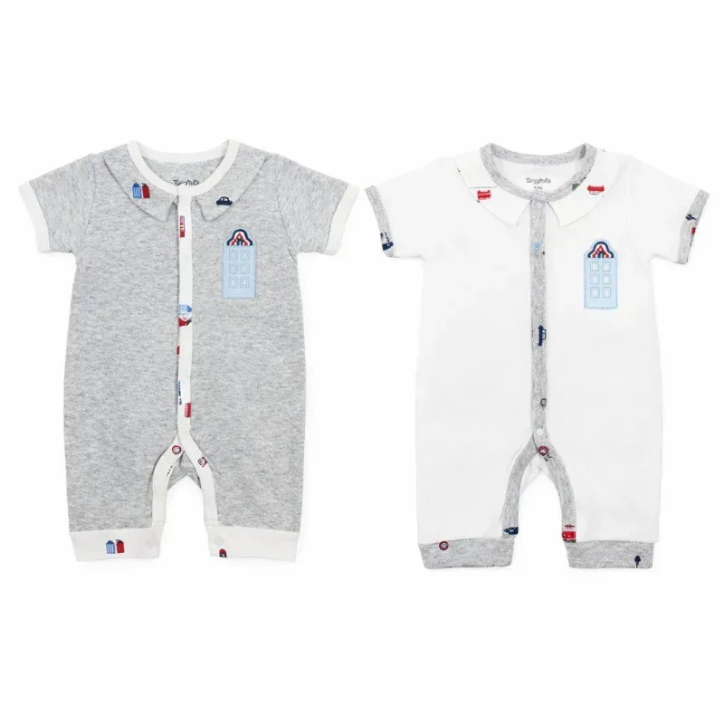 Conjunto Gris y Blanco con Rompers Urbanos para Bebé