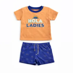 Conjunto Naranja y Azul con Pullover y Short