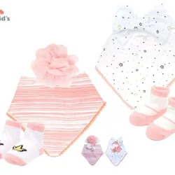Conjunto Infantil con Babero y Medias con Estampados Simples