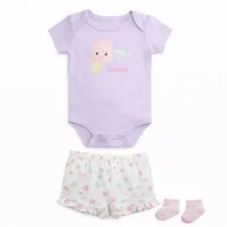 Conjunto Lavanda y Rosa con Body y Pantalón de Helados para Bebé
