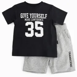 Conjunto Negro y Gris con Pullover y Short para Niño