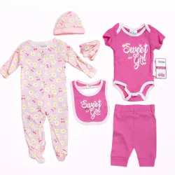 Conjunto Sweet Girl Rosa con Body, Pantalón, Enterizo y Accesorios