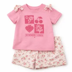 Conjunto Rosa con Pullover y Short Summer Vibes 