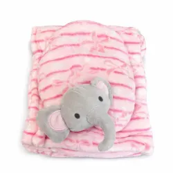 Conjunto Rosa con Manta y Peluche Elefante para Bebé