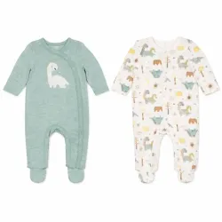 Conjunto Verde y Blanco con Enterizos de Dinosaurio y  Animalitos para Bebé