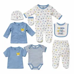 Conjunto Azul y Blanco de Pullover, Body, Abrigo, Pantalón, Enterizos y Accesorios para Bebé