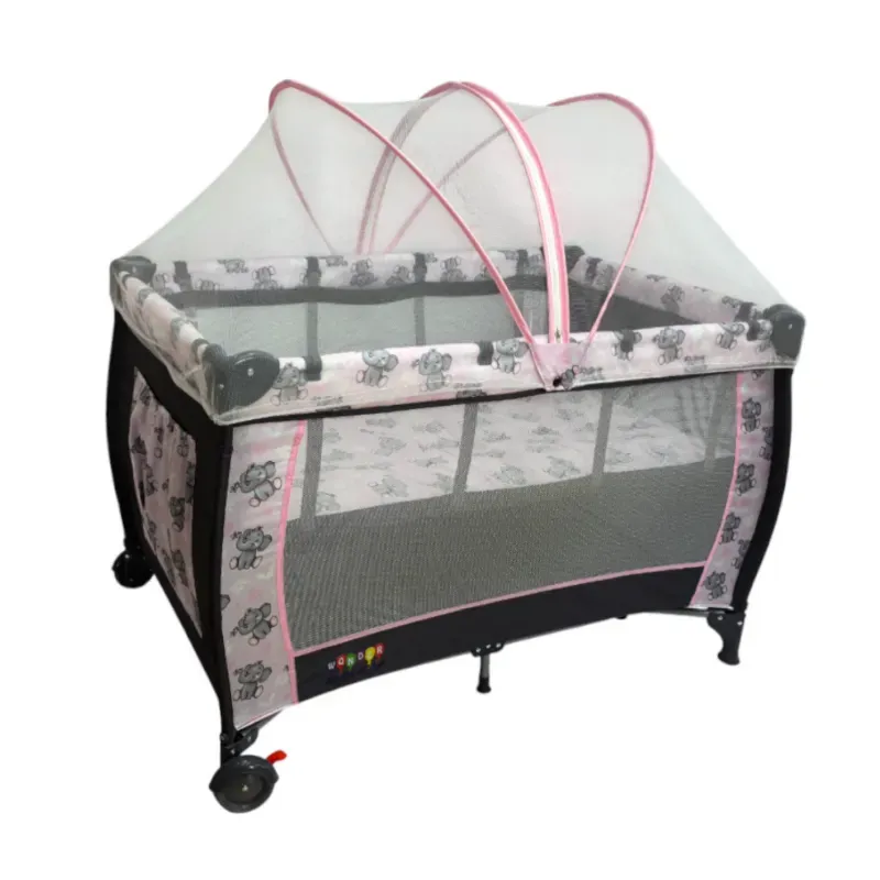 Cuna Portátil con Mosquitero con Diseños de Avioncitos/Elefantes