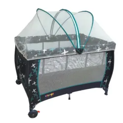 Cuna Portátil con Mosquitero con Diseños de Avioncitos/Elefantes