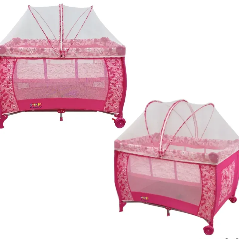 Cuna Portátil con Mosquitero Rosa/Azul