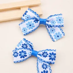 Hebillas  para el Cabello con Lazo de Estampado Floral