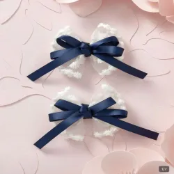 Hebillas para el Cabello de Encaje con Lazo Azul