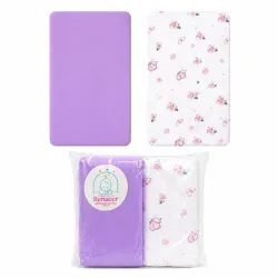 Juego de 2 Sabanas Organicas de Algodon para Cuna de Bebe