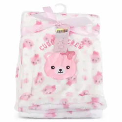 Manta Blanca con Osito Rosado para Bebé