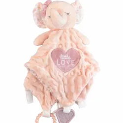 Manta Rosada con Elefante y Mordederas para Bebé