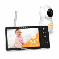 Monitor de bebé de Video HD de 5.5 Pulgadas con Cámara de 1080P, Sin WiFi, Rango de 1000 pies, Visión nocturna, Batería de 4000 mAh