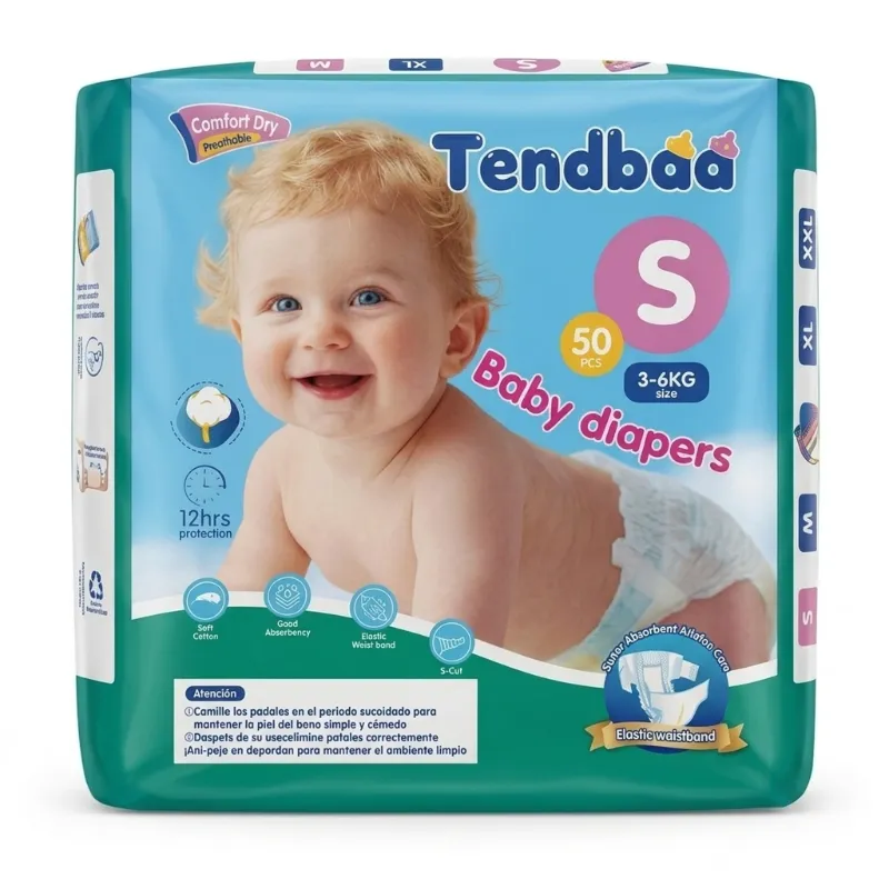 Pañales desechables Tendbaa talla S (50 piezas)