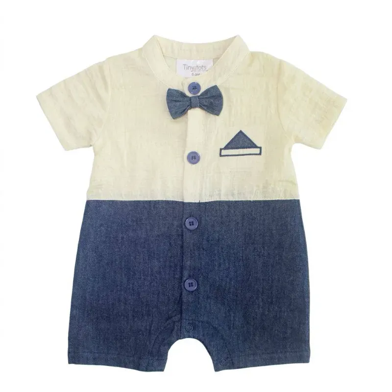 Romper Beige y Azul Oscuro