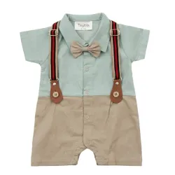 Romper Verde y Carmelita con Tirantes