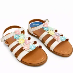 Sandalias Blancas con Flores Coloridas
