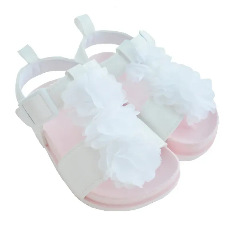Sandalias Blancas con Flores para Bebé
