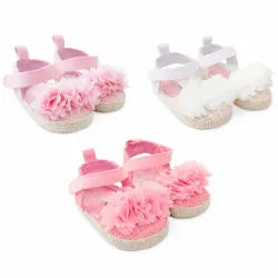 Sandalias Rosadas con Flores para Bebé