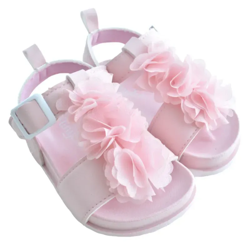 Sandalias Rosadas con Flores para Bebé